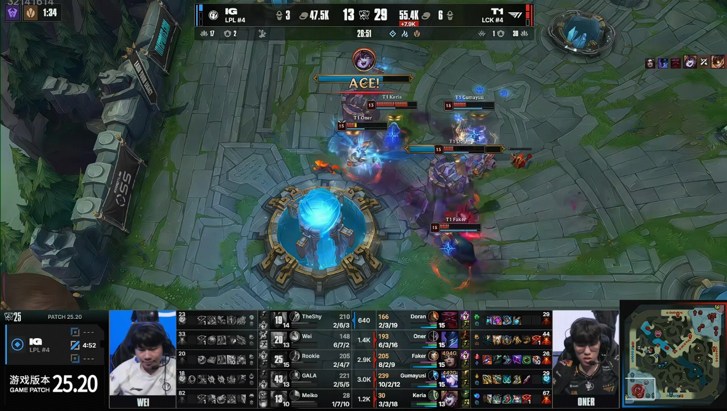CLG力克TES，Faker关键团战开团秒人强强对话2025世界赛，技惊四座